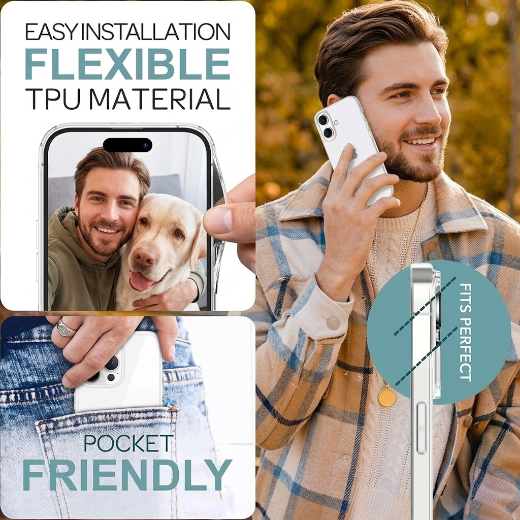 Ultra-Thin Silicone Soft Case for iPhone 16, Clear Transparent Shockproof Cover, Slim Protective TPU Shell Case for Scratch & Drop Protection Mobile Cover - Image 4