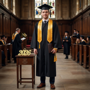 2026 Adult Graduation Gown & Cap Set, Bachelor Degree Academic Uniform Robe for Men & Women, Graduation Photography & Ceremony Performance Costume Set