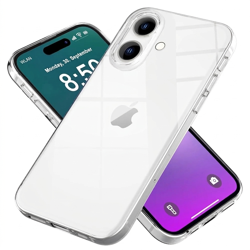 Ultra-Thin Silicone Soft Case for iPhone 16, Clear Transparent Shockproof Cover, Slim Protective TPU Shell Case for Scratch & Drop Protection Mobile Cover