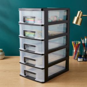 5/4/3/2 Layer Plastic Drawer Storage Box, Dustproof Desktop Makeup Organizer, Space Saving Closet Stationery and Sundries Holder Cabinet