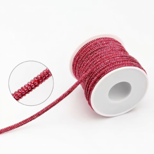 5-Yards 3mm Glitter Rhinestone Rope Tube Cord, Soft Diamond Trim Shoelace Drawstring for DIY Clothing, Hoodies, Trousers & Craft Decoration