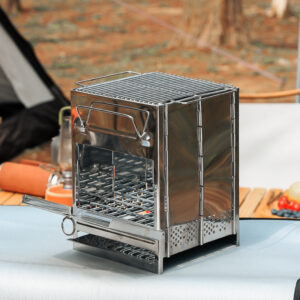 Portable Camping Wood Burning Stove, Folding Collapsible Campfire Stove for Outdoor Cooking, Hiking, Picnic & BBQ, Lightweight Durable Camping Gear Stove