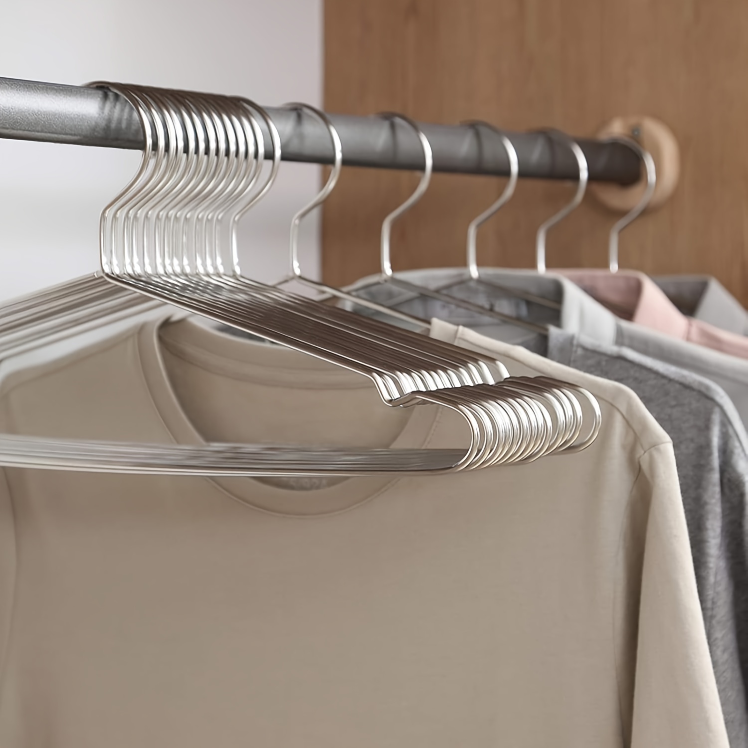 20PCS Heavy Duty Stainless Steel Clothes Hangers, Ultra Thin Space Saving Metal Wardrobe Hangers, Durable Polished Closet Hangers 16.5 Inch - Image 2