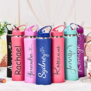 Personalized Insulated Stainless Steel Water Bottle with Straw, Engraved Sports Flask for Fitness, Cycling, Gym & Travel Gift for Men and Women