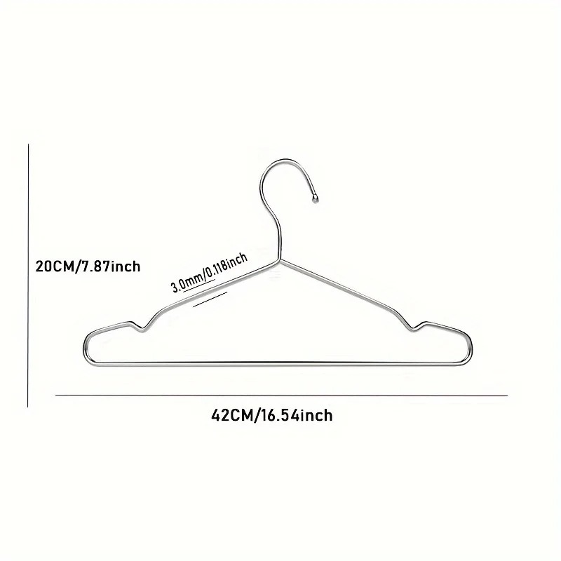 20PCS Heavy Duty Stainless Steel Clothes Hangers, Ultra Thin Space Saving Metal Wardrobe Hangers, Durable Polished Closet Hangers 16.5 Inch - Image 3