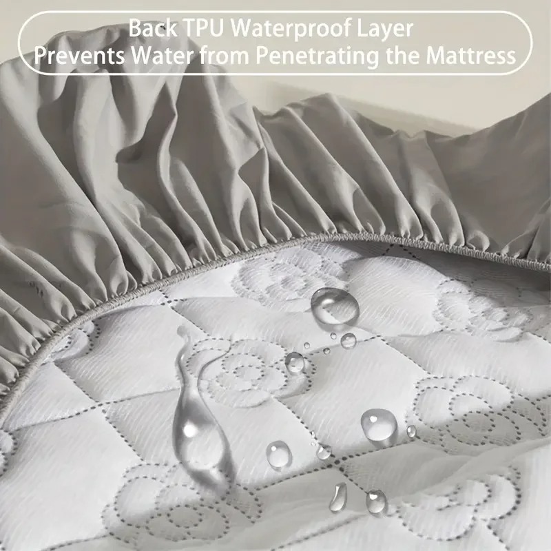 1PC Waterproof Mattress Protector Fitted Sheet, Soft Breathable Deep Pocket Bed Cover for Single Double Mattress, Washable No Pillowcases Dustproof Bedding Pads - Image 6