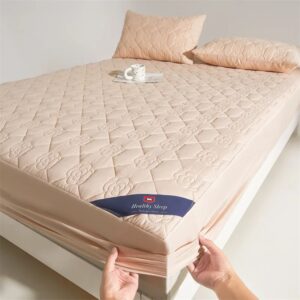 1PC Waterproof Mattress Protector Fitted Sheet, Soft Breathable Deep Pocket Bed Cover for Single Double Mattress, Washable No Pillowcases Dustproof Bedding Pads