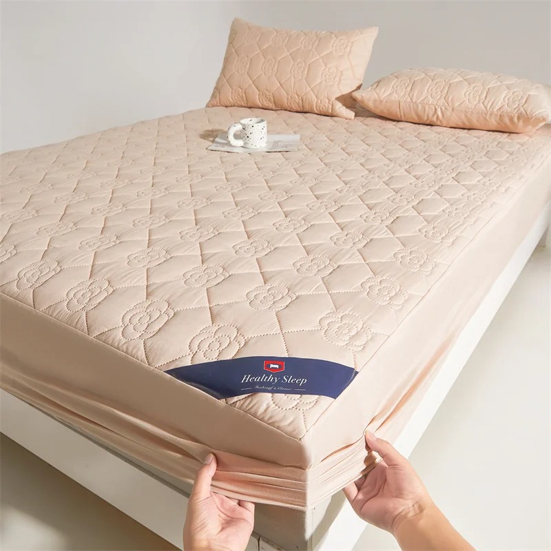 1PC Waterproof Mattress Protector Fitted Sheet, Soft Breathable Deep Pocket Bed Cover for Single Double Mattress, Washable No Pillowcases Dustproof Bedding Pads