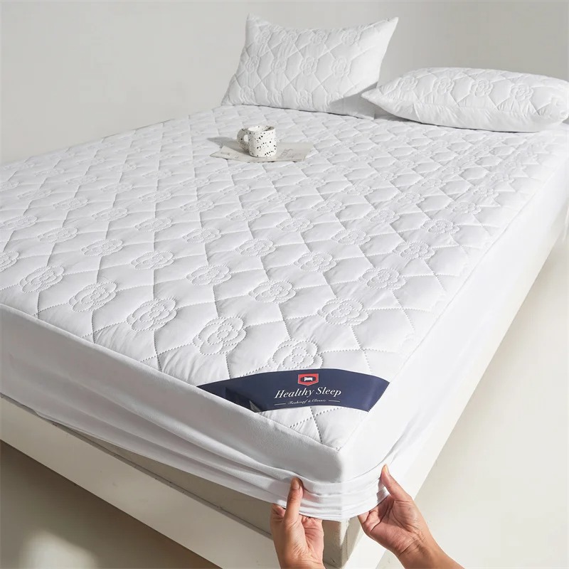 1PC Waterproof Mattress Protector Fitted Sheet, Soft Breathable Deep Pocket Bed Cover for Single Double Mattress, Washable No Pillowcases Dustproof Bedding Pads - Image 2