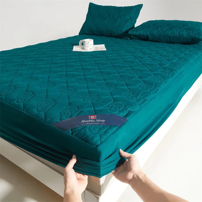 1PC Waterproof Mattress Protector Fitted Sheet, Soft Breathable Deep Pocket Bed Cover for Single Double Mattress, Washable No Pillowcases Dustproof Bedding Pads - Image 3