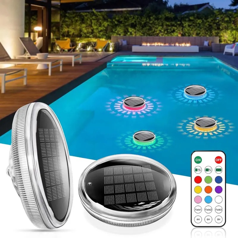 Solar Floating Pool Lights with Remote Control, 9 Lighting Modes, IP67 Waterproof, LED Floating Lights for Pool Party, Garden Pond and Outdoor Decor Lights - Image 3