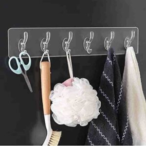 Plastic 6-Hook Wall Hanger – Heavy Duty Wall Mounted Coat Rack for Clothes, Towels, Bags, Hats, Keys & Home Storage Organizer