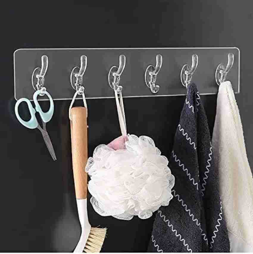 Plastic 6-Hook Wall Hanger – Heavy Duty Wall Mounted Coat Rack for Clothes, Towels, Bags, Hats, Keys & Home Storage Organizer