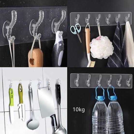 Plastic 6-Hook Wall Hanger – Heavy Duty Wall Mounted Coat Rack for Clothes, Towels, Bags, Hats, Keys & Home Storage Organizer - Image 4