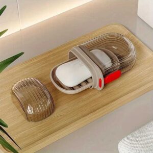 Plastic Soap Dish with Cover – Portable Waterproof Soap Holder Case for Bathroom, Kitchen, Travel & Shower Storage