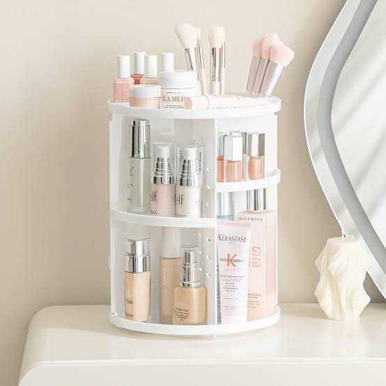 360° Rotating Makeup Organizer – White Cosmetic Storage Organizer for Skincare, Perfume, Lipsticks, Brushes & Vanity Countertop - Image 4