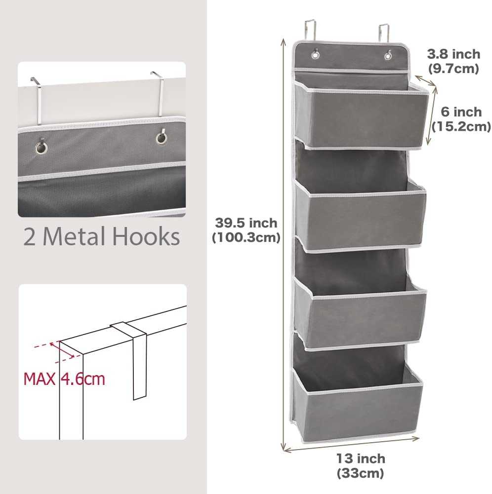 4 Pocket Over the Door Organizer – Hanging Storage Rack with Hooks for Bathroom, Closet, Nursery, Pantry, Toys, Clothes & Household Essentials - Image 5