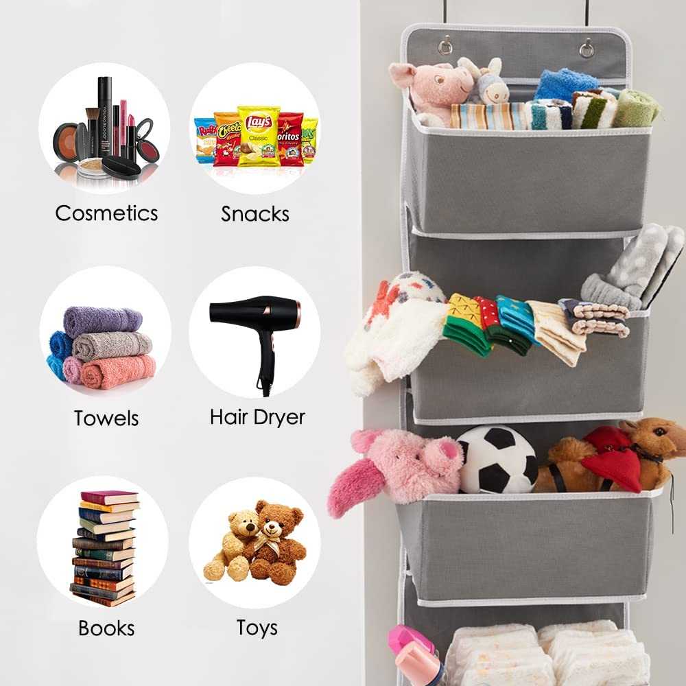 4 Pocket Over the Door Organizer – Hanging Storage Rack with Hooks for Bathroom, Closet, Nursery, Pantry, Toys, Clothes & Household Essentials - Image 9