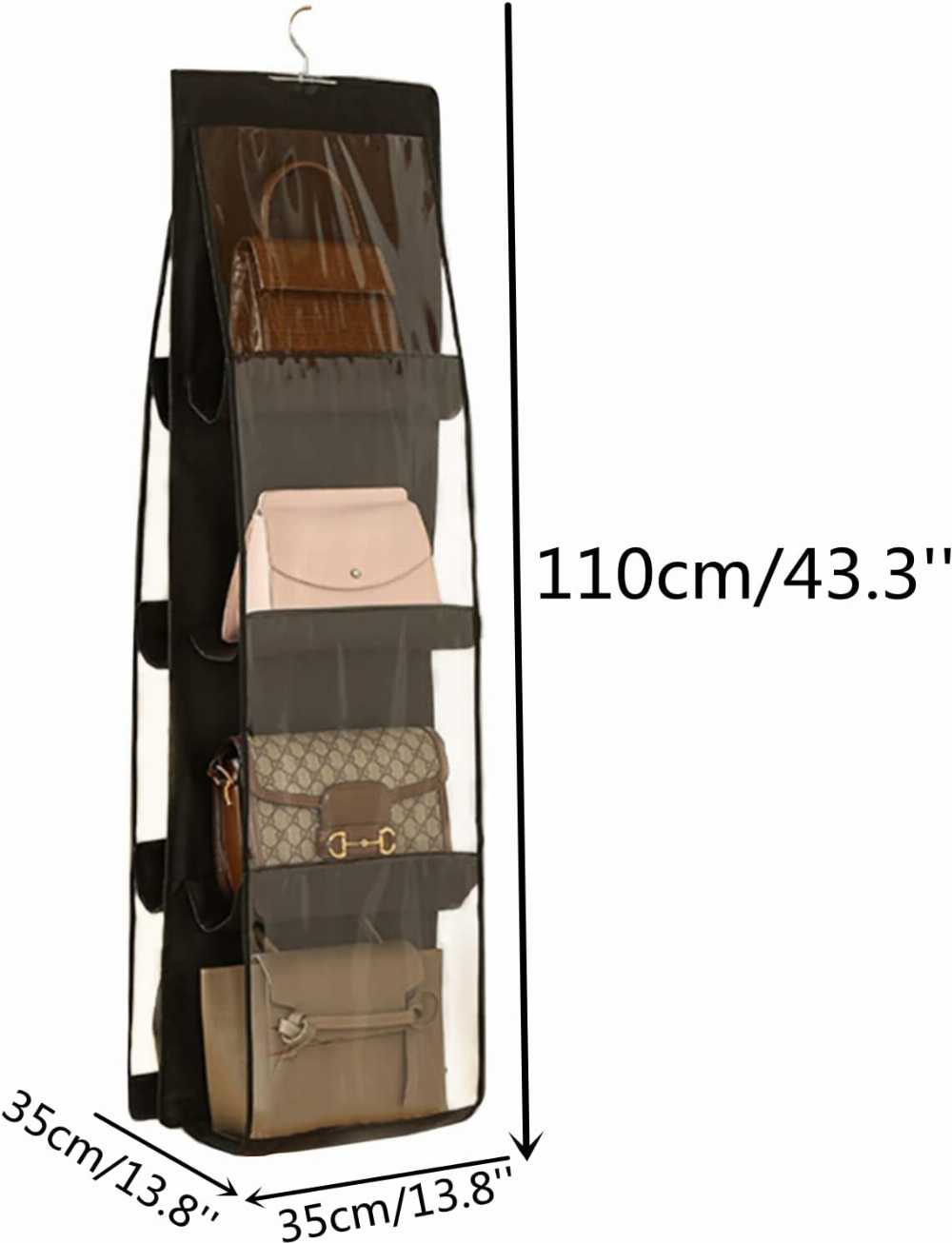 8 Pocket Hanging Handbag Organizer – Clear Wardrobe Purse Storage Holder for Closet, Handbags, Totes, Shoulder Bags & Space-Saving Closet Organization - Image 2
