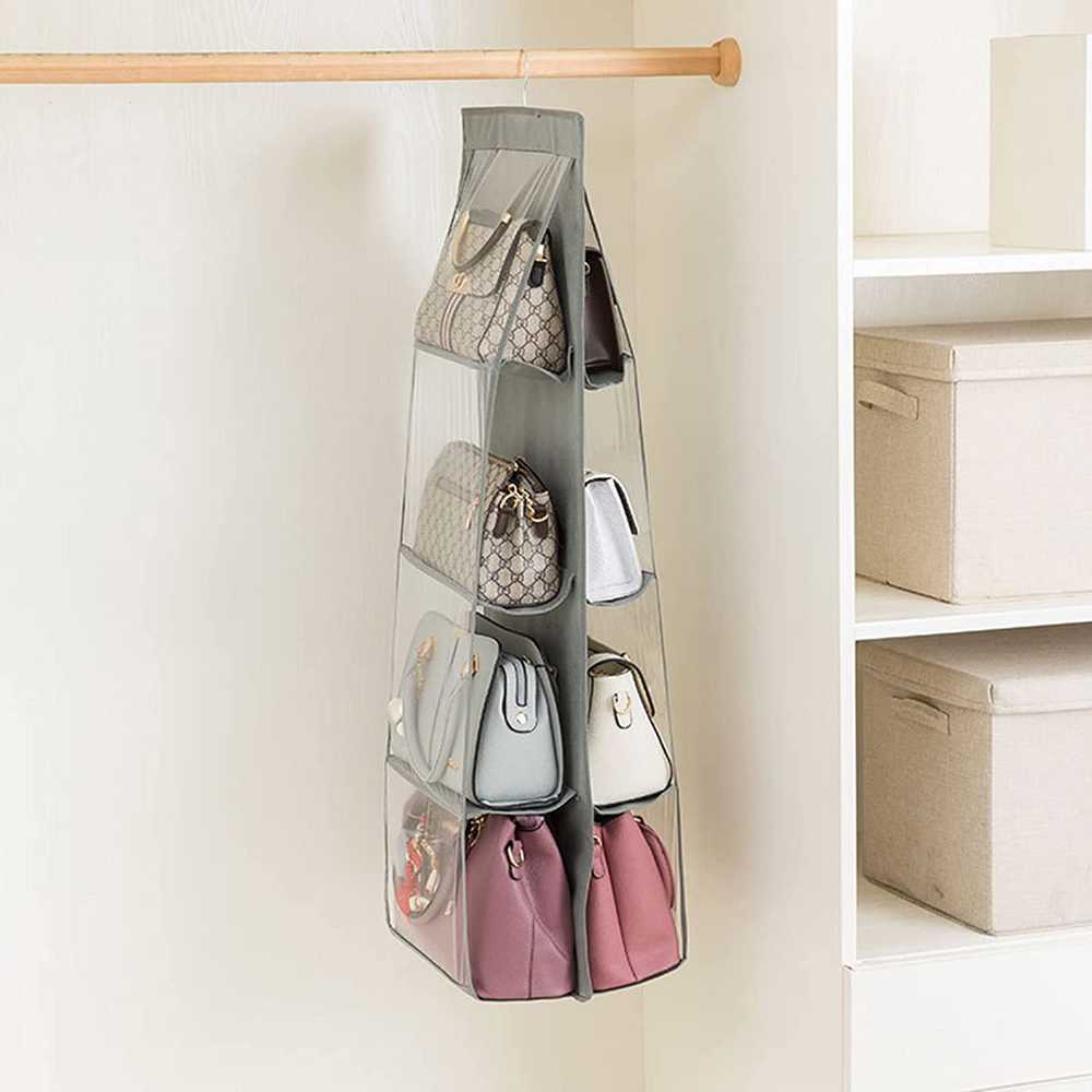 8 Pocket Hanging Handbag Organizer – Clear Wardrobe Purse Storage Holder for Closet, Handbags, Totes, Shoulder Bags & Space-Saving Closet Organization - Image 4