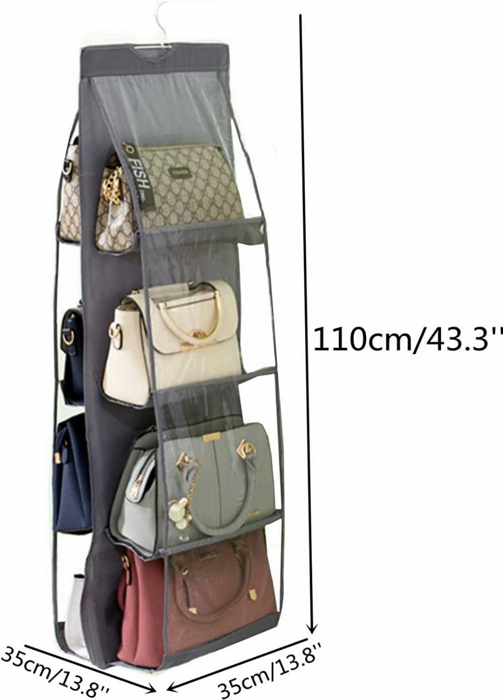 8 Pocket Hanging Handbag Organizer – Clear Wardrobe Purse Storage Holder for Closet, Handbags, Totes, Shoulder Bags & Space-Saving Closet Organization - Image 5
