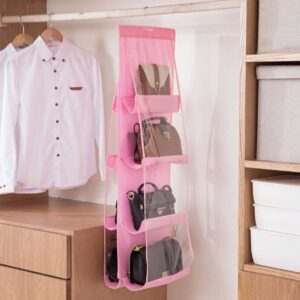 8 Pocket Hanging Handbag Organizer – Clear Wardrobe Purse Storage Holder for Closet, Handbags, Totes, Shoulder Bags & Space-Saving Closet Organization