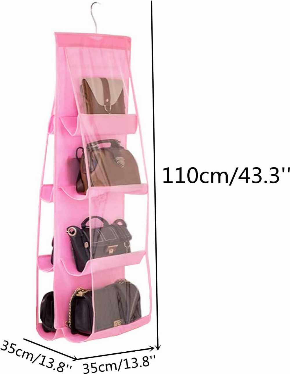 8 Pocket Hanging Handbag Organizer – Clear Wardrobe Purse Storage Holder for Closet, Handbags, Totes, Shoulder Bags & Space-Saving Closet Organization - Image 7