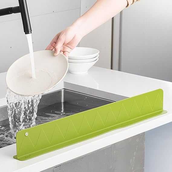 Silicone Sink Splash Guard with Suction Cups – Waterproof Kitchen & Bathroom Sink Splash Protector, Anti-Splatter Sink Shield for Countertop Protection