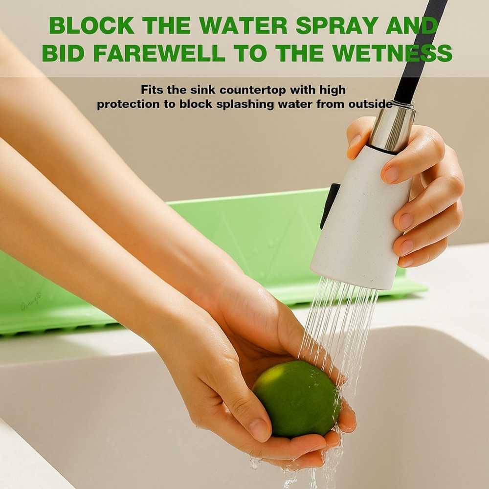 Silicone Sink Splash Guard with Suction Cups – Waterproof Kitchen & Bathroom Sink Splash Protector, Anti-Splatter Sink Shield for Countertop Protection - Image 4