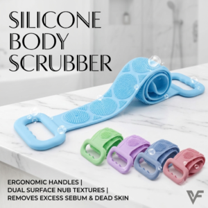 70cm Silicone Body Scrubber Brush for Shower – Double-Sided Exfoliating Back Scrubber with Long Handle Strap, Soft Massage Loofah for Deep Cleaning, Dead Skin Removal & Skin Care