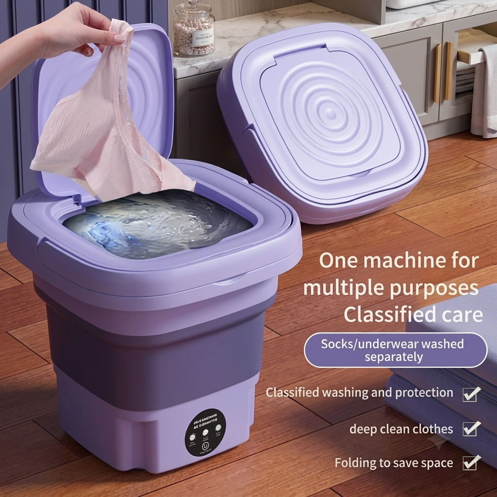 Portable Mini Washing Machine – Foldable USB Rechargeable Laundry Washer for Clothes, Baby Clothes, Underwear, Socks & Travel - Image 3