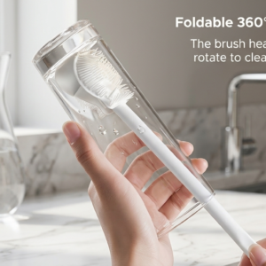 Baby Bottle Cleaning Brush with 360° Rotating Head – Soft Bristle BPA-Free Baby Feeder & Nipple Cleaner for Feeding Bottles and Baby Accessories