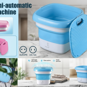 Portable Mini Washing Machine – Foldable USB Rechargeable Laundry Washer for Clothes, Baby Clothes, Underwear, Socks & Travel