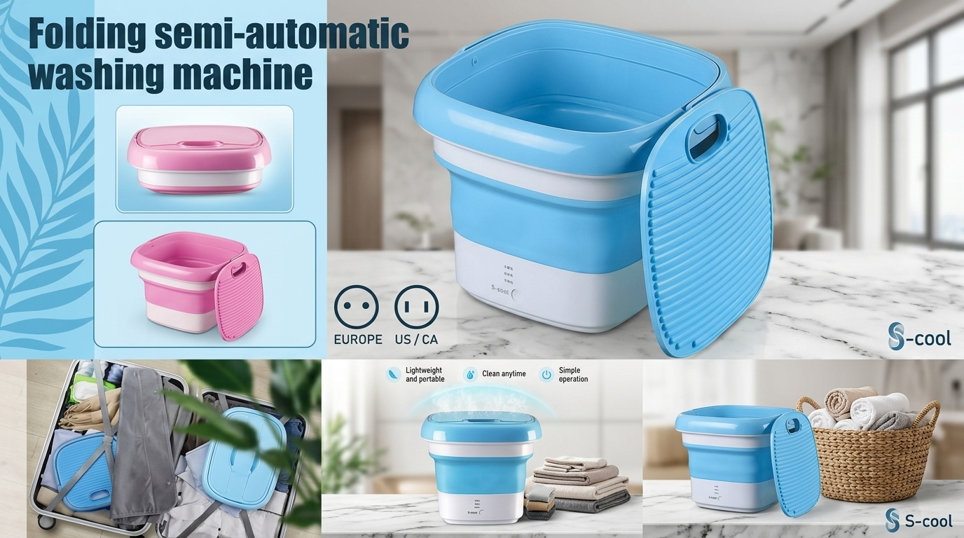 Portable Mini Washing Machine – Foldable USB Rechargeable Laundry Washer for Clothes, Baby Clothes, Underwear, Socks & Travel