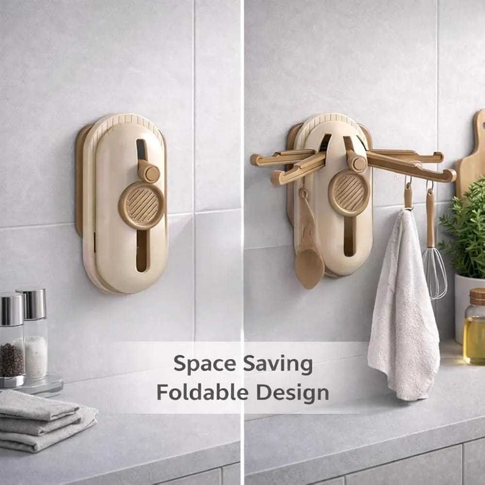 5-Claw Retractable Wall Hook – Heavy Duty Foldable Wall Mounted Organizer for Coats, Towels, Clothes, Bags, Hats, Keys, Bathroom, Kitchen & Entryway Storage - Image 2