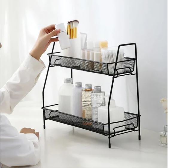 2 Tier Spice Rack for Kitchen – Folding Metal Countertop Organizer for Spice Jars, Bottles, Seasonings, Vegetables & Home Storage - Image 5