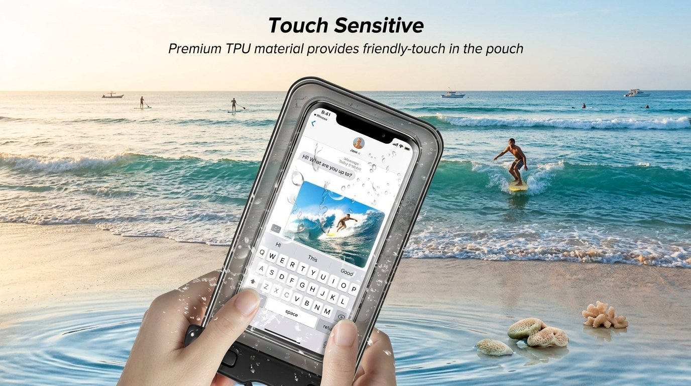 Waterproof Phone Pouch with Touch Screen – Transparent PVC Mobile Phone Case for Rain, Travel, Hiking, Beach & Outdoor Activities
