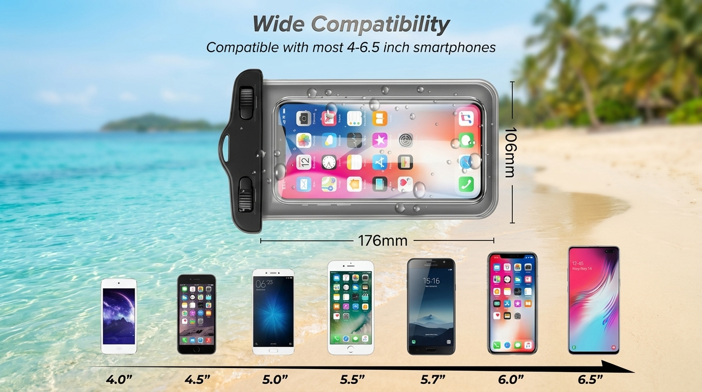 Waterproof Phone Pouch with Touch Screen – Transparent PVC Mobile Phone Case for Rain, Travel, Hiking, Beach & Outdoor Activities - Image 2