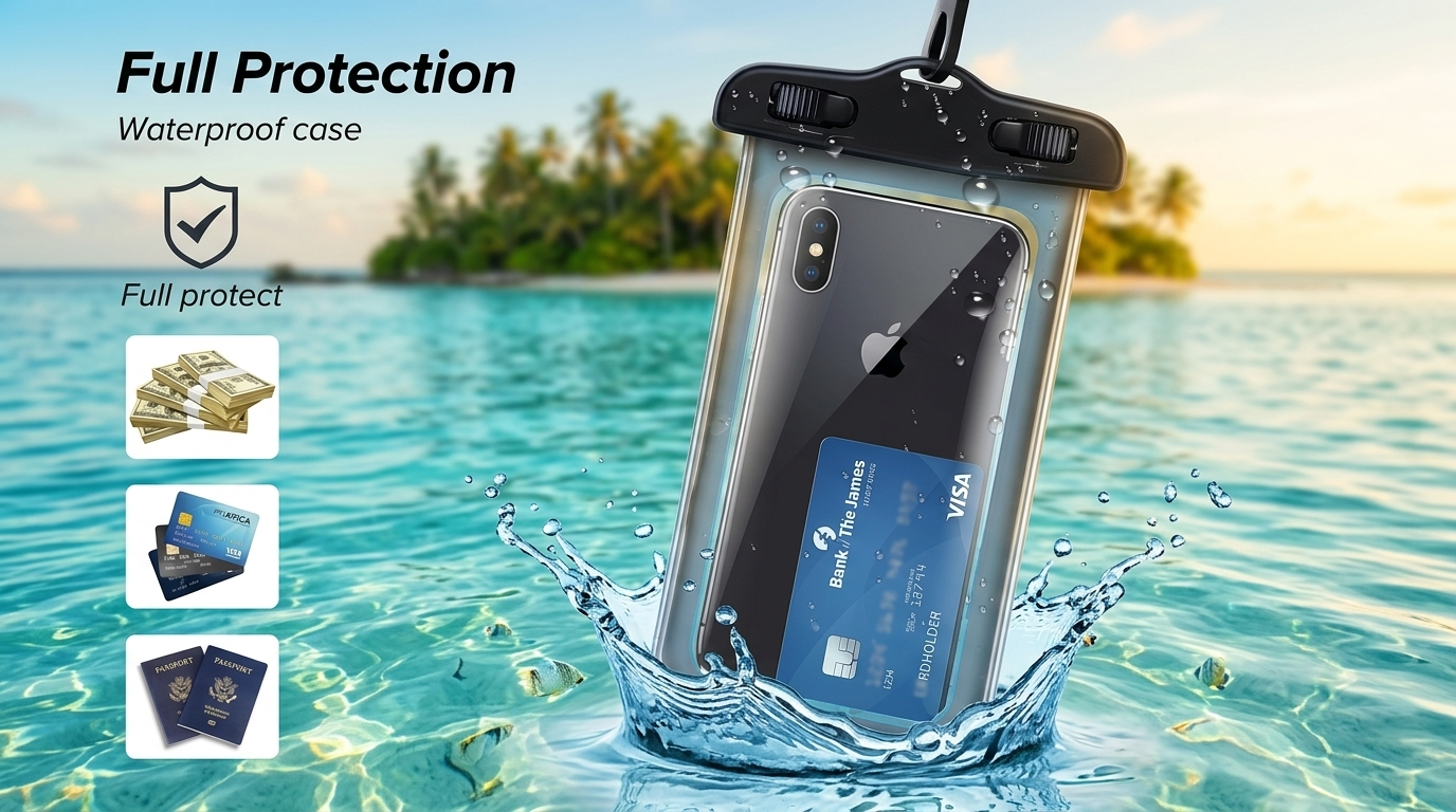 Waterproof Phone Pouch with Touch Screen – Transparent PVC Mobile Phone Case for Rain, Travel, Hiking, Beach & Outdoor Activities - Image 3