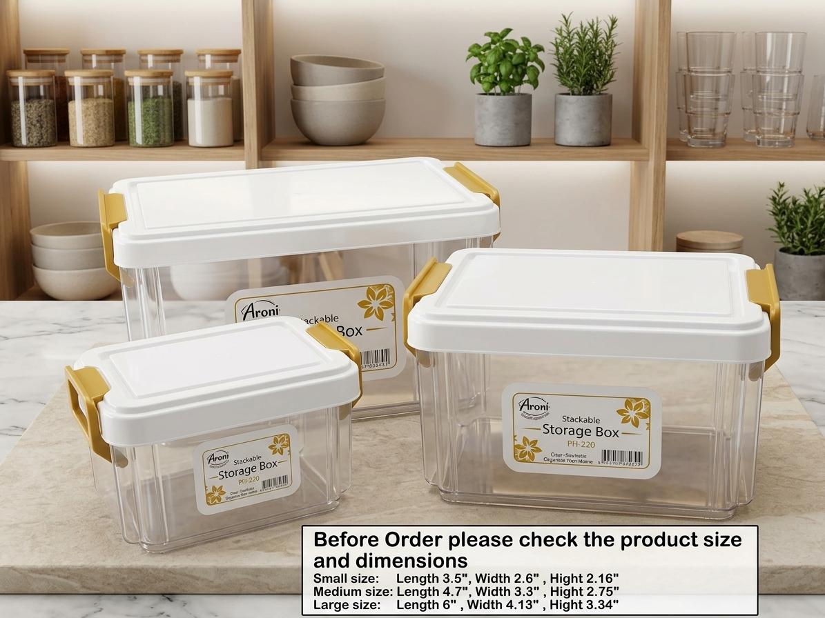 3Pcs Stackable Storage Box Set – Transparent Multi-Purpose Kitchen Organizer for Pantry, Refrigerator, Cabinets, Countertops & Home Storage - Image 2
