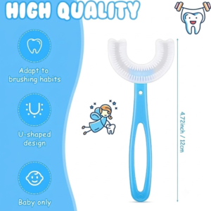 U-Shaped Baby Toothbrush for Toddlers & Kids – 360° Soft Silicone Teeth Cleaning Brush, Children’s Oral Care & Dental Training Toothbrush