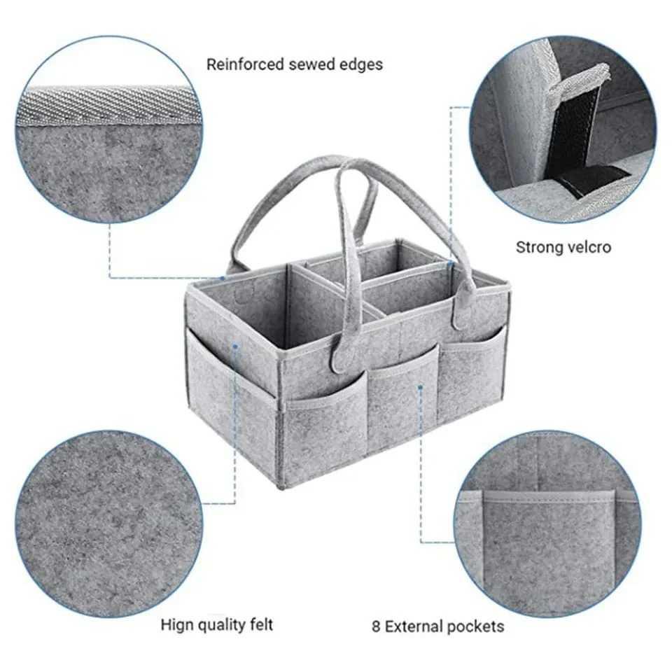 Baby Diaper Caddy Organizer – Portable Nursery Storage Basket with Dividers for Diapers, Wipes, Baby Clothes, Toys & Changing Table Essentials - Image 2
