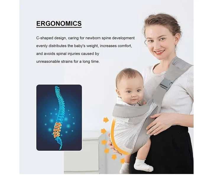 Adjustable Baby Carrier Sling Wrap – Breathable Newborn Baby Carrier with Shoulder Straps for Hands-Free Carrying, Feeding & Everyday Use