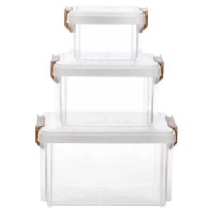 3Pcs Stackable Storage Box Set – Transparent Multi-Purpose Kitchen Organizer for Pantry, Refrigerator, Cabinets, Countertops & Home Storage