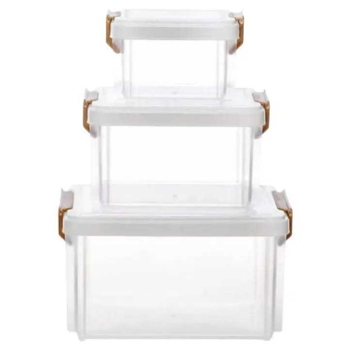 3Pcs Stackable Storage Box Set – Transparent Multi-Purpose Kitchen Organizer for Pantry, Refrigerator, Cabinets, Countertops & Home Storage