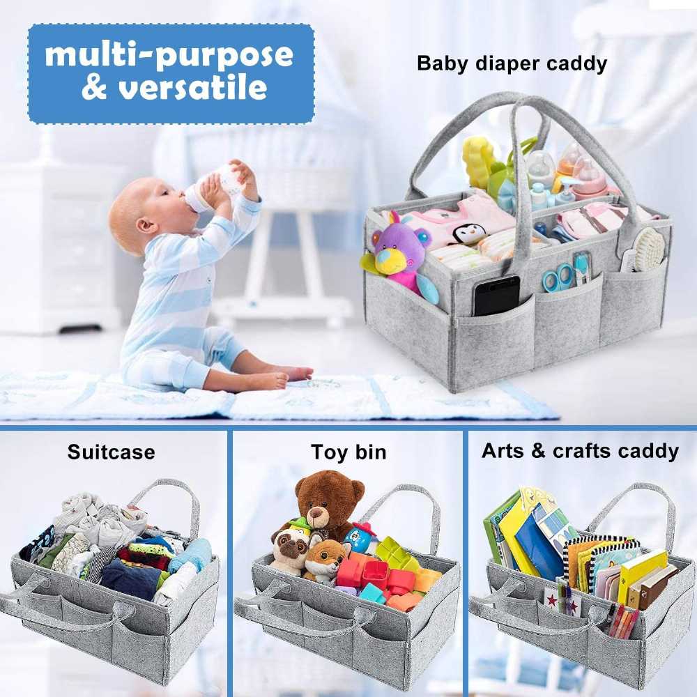 Baby Diaper Caddy Organizer – Portable Nursery Storage Basket with Dividers for Diapers, Wipes, Baby Clothes, Toys & Changing Table Essentials - Image 5
